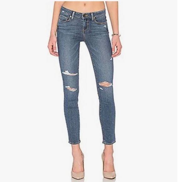 Paige Skinny Verdugo Ankle Jeans Size 25 Brady Destructed Medium Wash - Picture 1 of 8